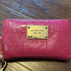 Michael Kors Pink Wallet with Gold Logo